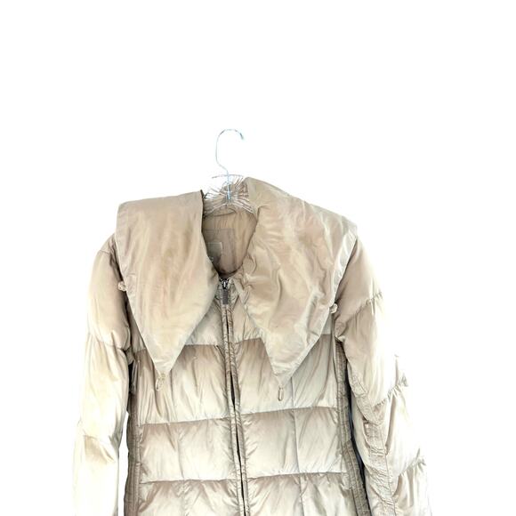 Add Down‎ Tan Basic Casual Long Outdoor Quilted Zip Up Puffer Coat Size 0 - Picture 4 of 13